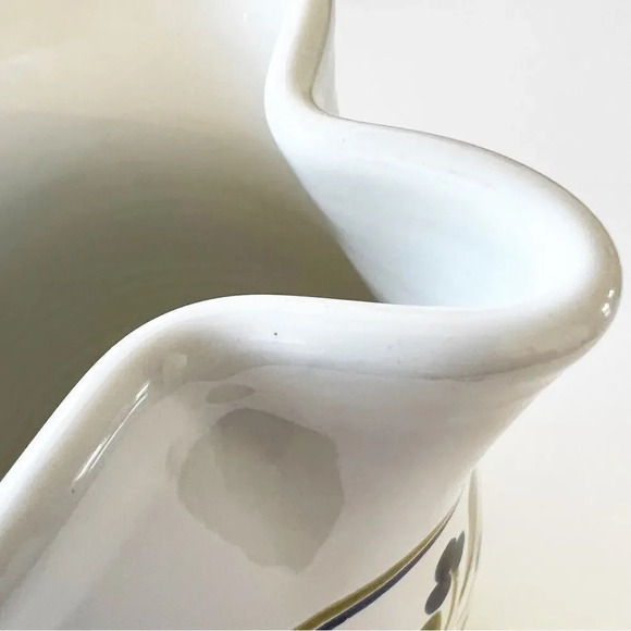 Williams Sonoma Grande Cuisine Blue Floral Pitcher Hungary Hand Painted Bent Lip - Picture 5 of 10